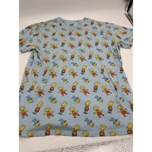 The Simpsons All Over Print Blue T Shirt Mens Large New Bart Lisa Maggie